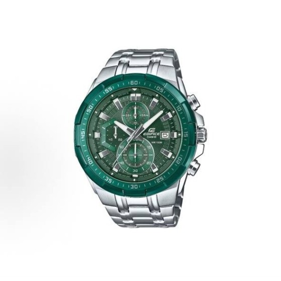 CASIO G-SHOCK series, 100-meter water resistance, quartz movement, stainless steel strap.